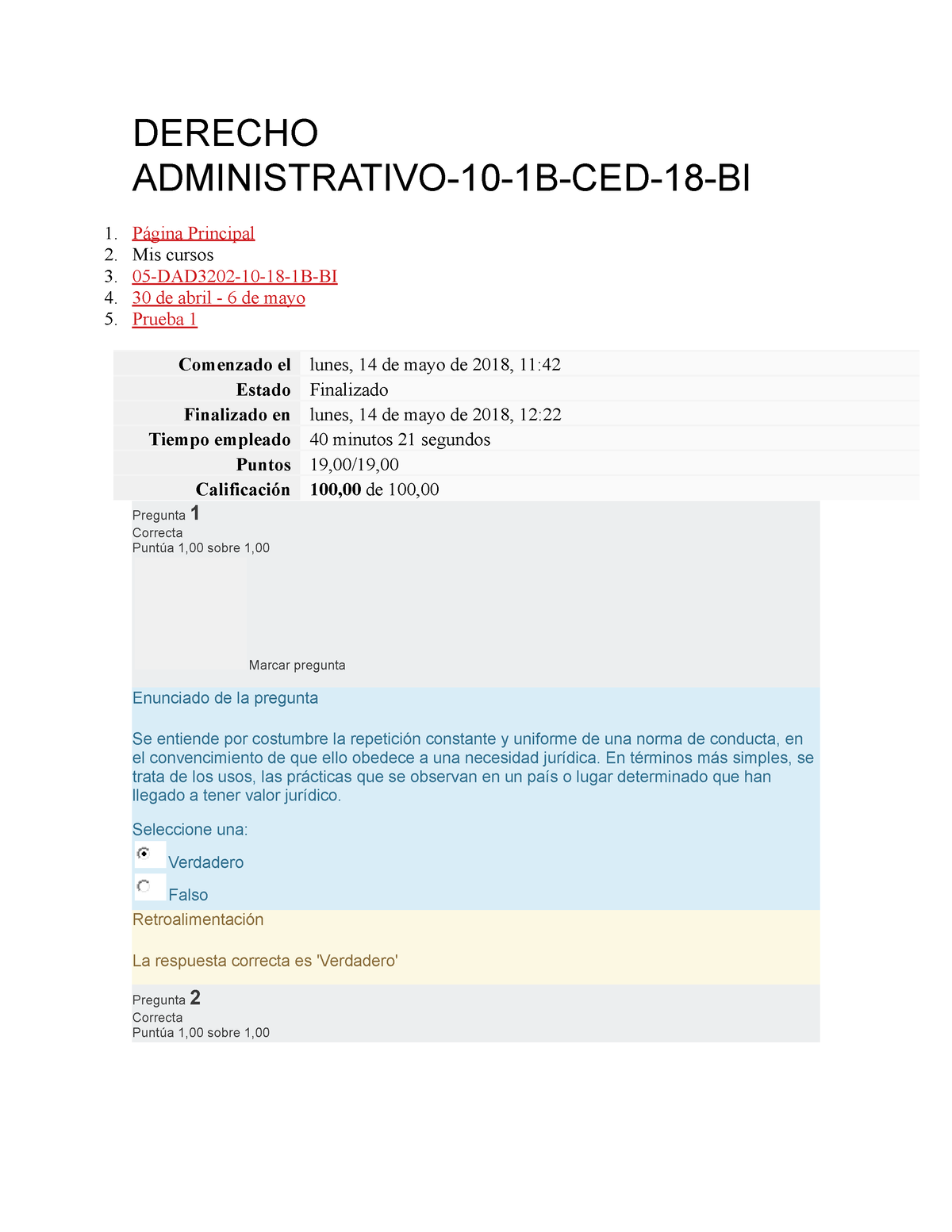 Prueba 1 Derecho Administrativo - DERECHO ADMINISTRATIVO-10-1B-CED-18 ...