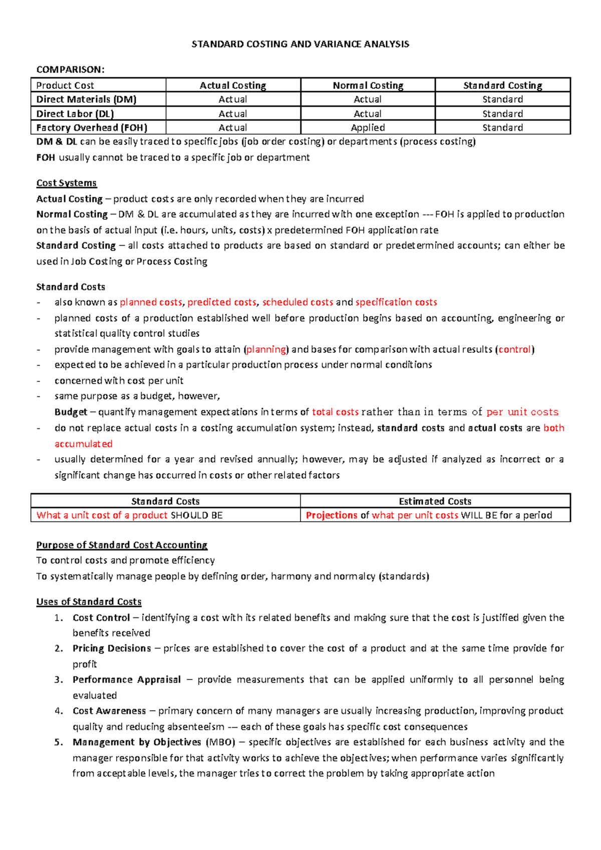 2 Standard-Costing - standard costing - STANDARD COSTING AND VARIANCE ...