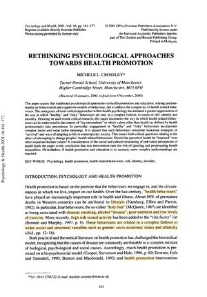 Crossley 2001 Psychology Health Psychokigy and Health 2001 Vol