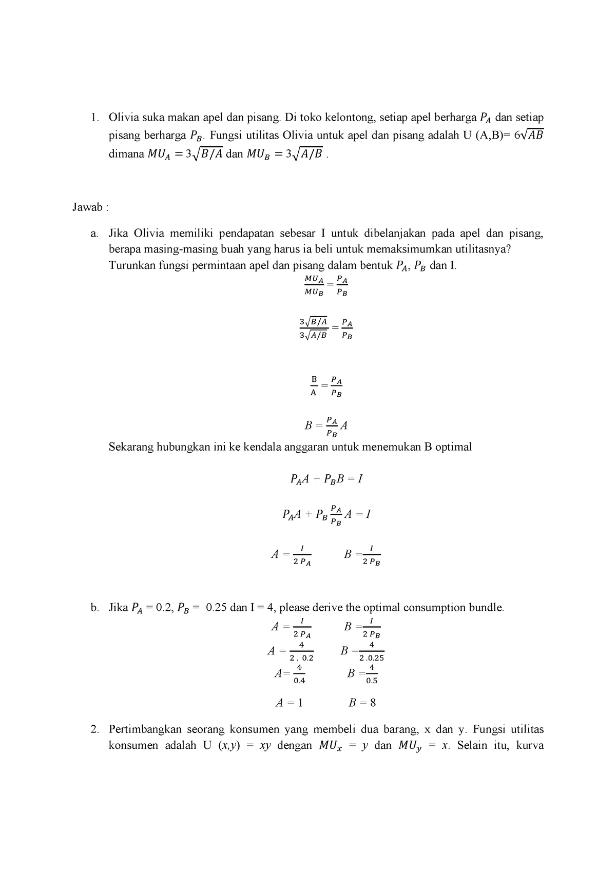 contoh assignment mikroekonomi