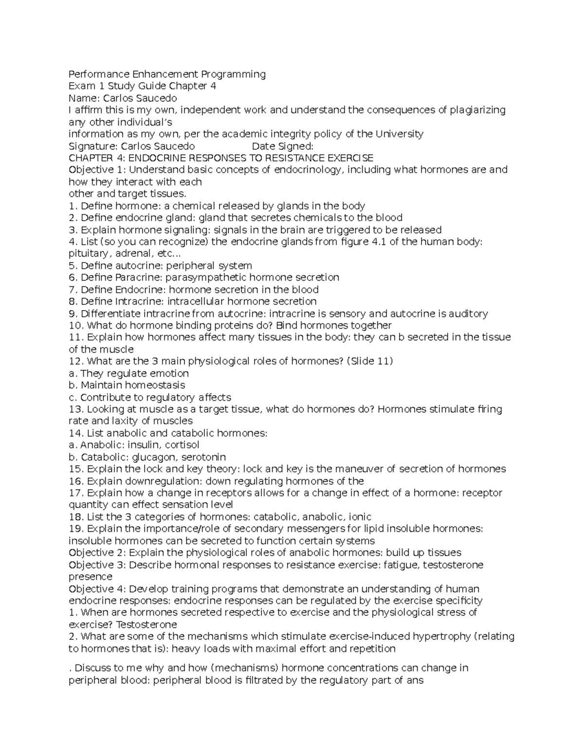 Ch.4 Study Guide PEP - Performance Enhancement Programming notes to ...