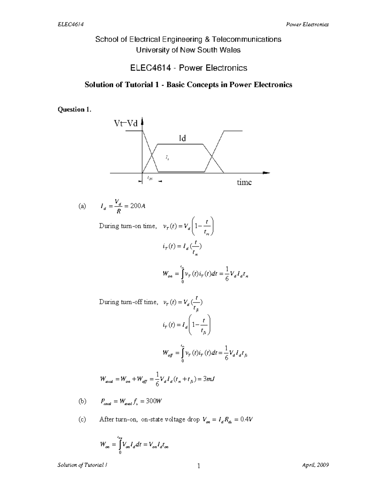 solution-of-tutorial-1-basic-concepts-in-power-electronics-elec4614