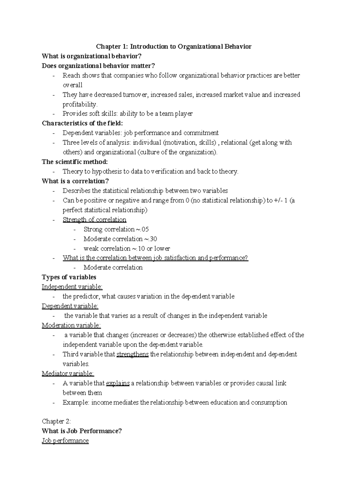 ADMS 2400 - Course Notes - Chapter 1: Introduction to Organizational ...