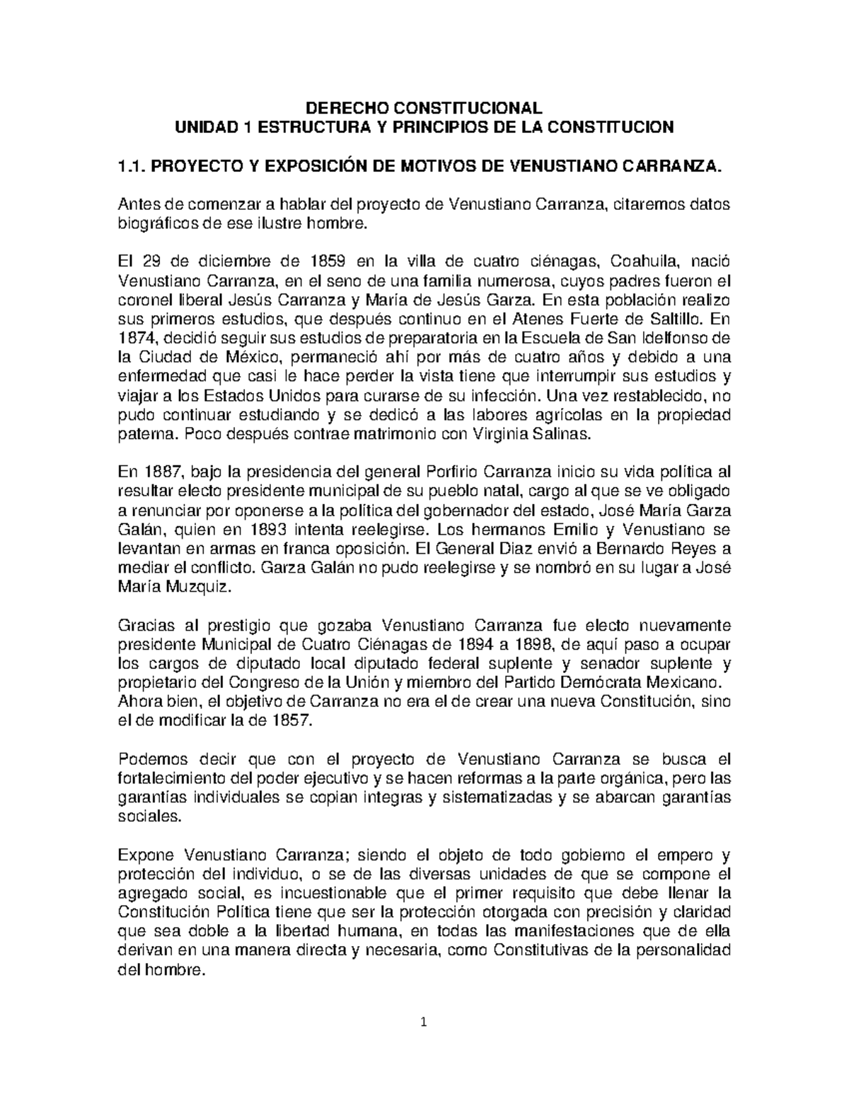 Apuntes Derecho Constitucional - DERECHO CONSTITUCIONAL UNIDAD 1 ...