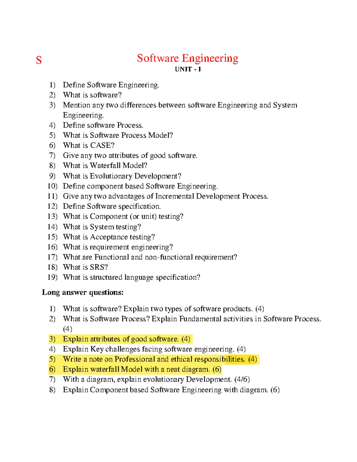 SE Google - software engineering unit 2 question bank answers - UNIT II ...