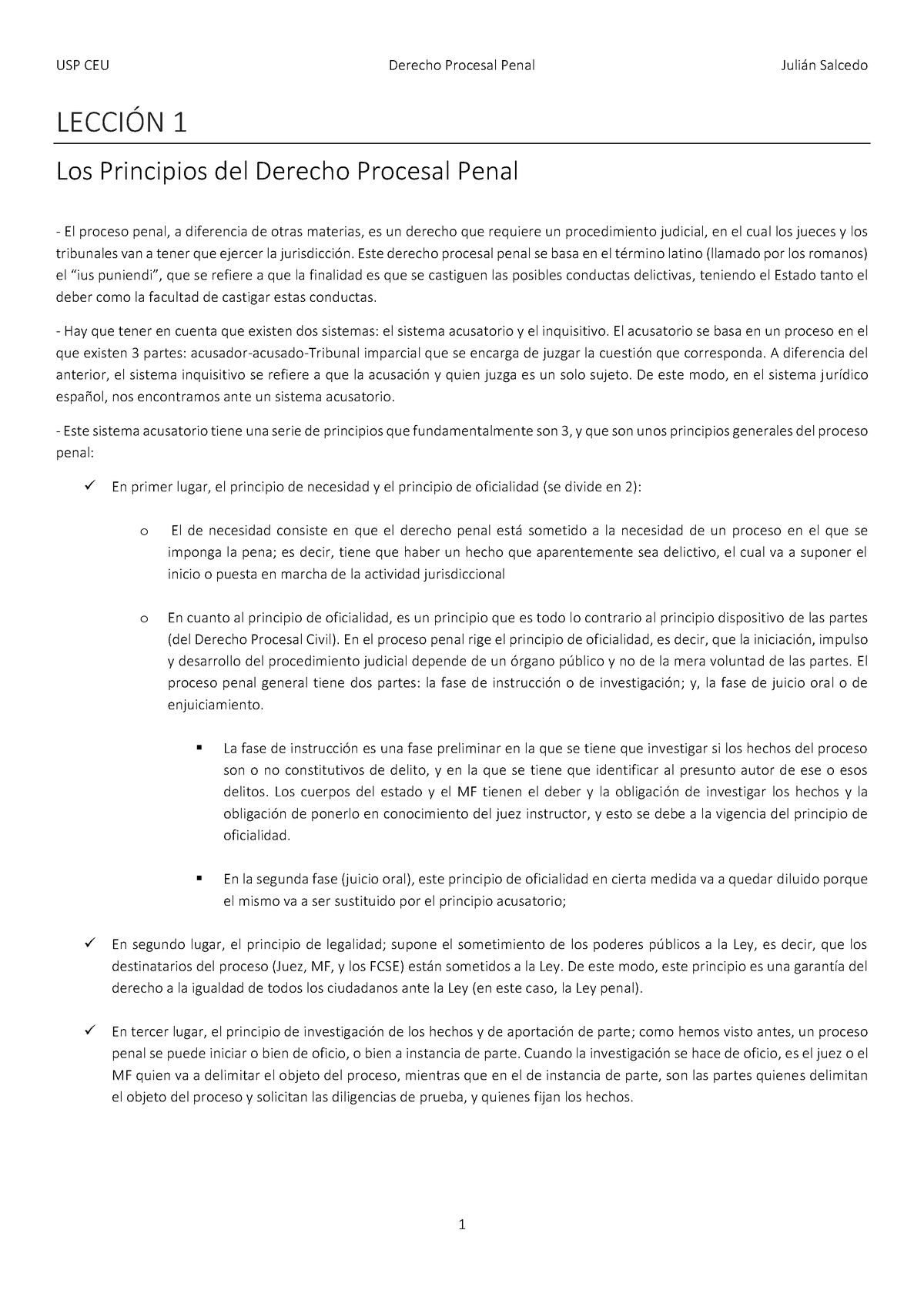 Apuntes Procesal Penal (PDF) - LECCIÓN 1 Los Principios Del Derecho ...