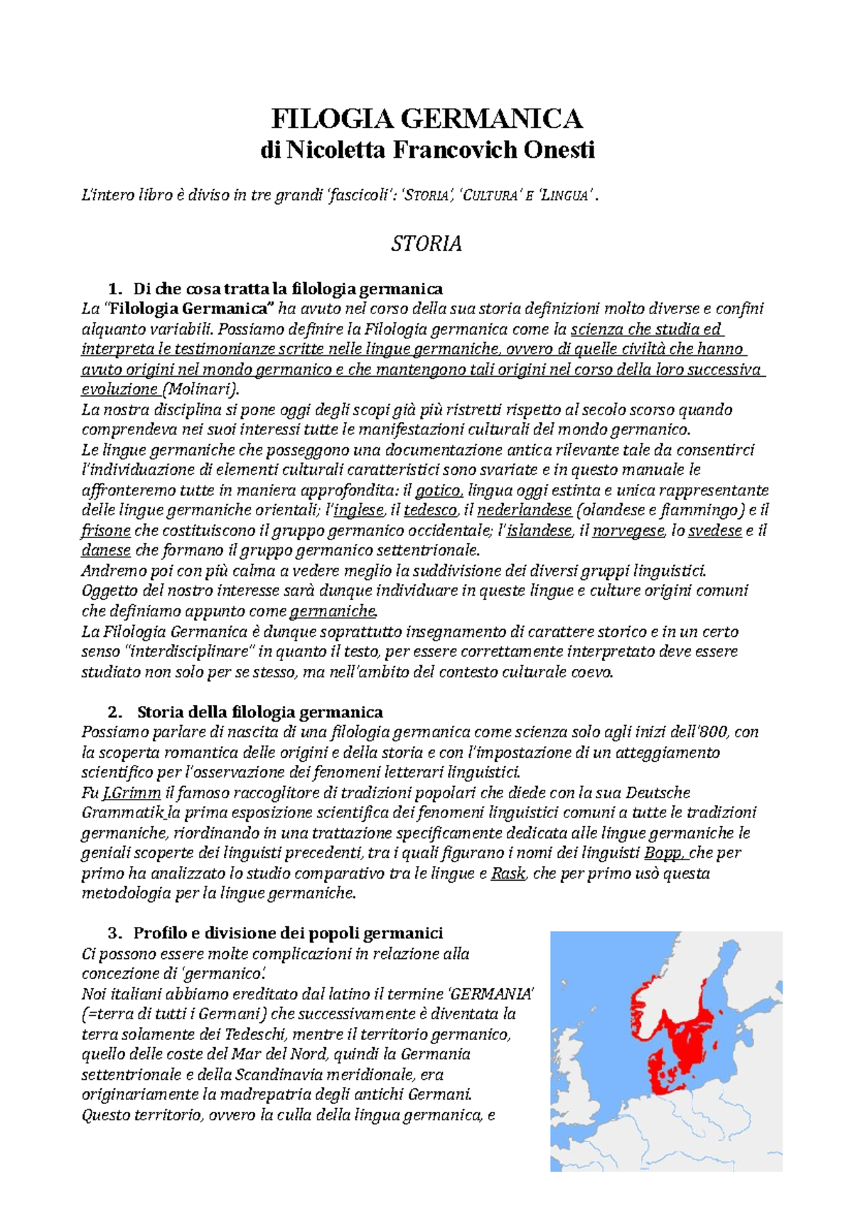 Riassunto completo di Filologia Germanica (Lingua e Storia)