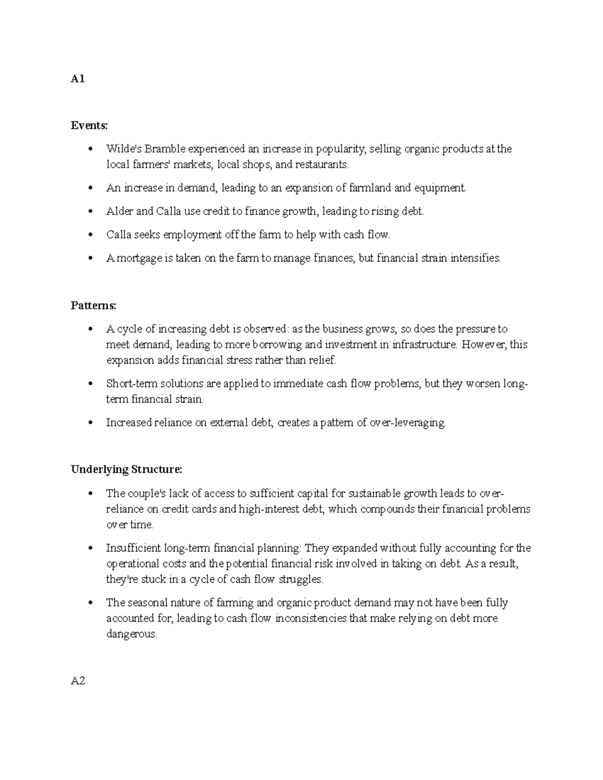 D372 - Task 1 case study - A Events: Wilde's Bramble experienced an ...
