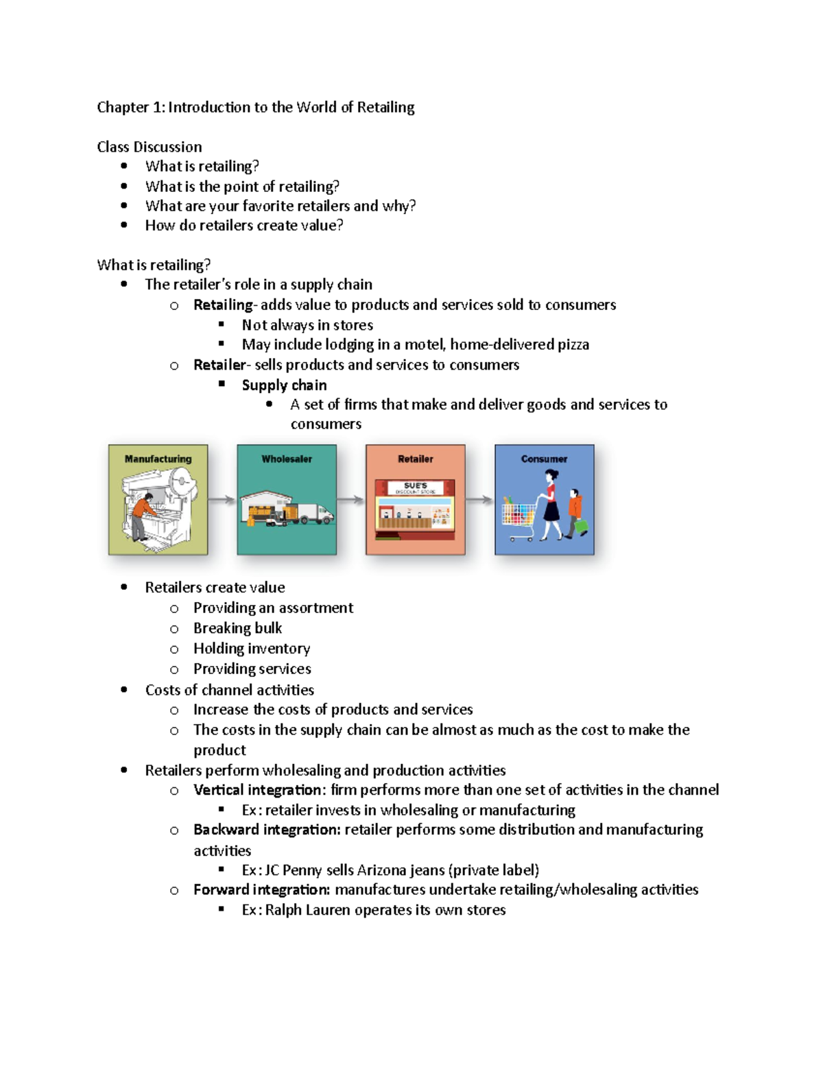 Chapter 1 - Chapter 1: Introduction to the World of Retailing Class ...
