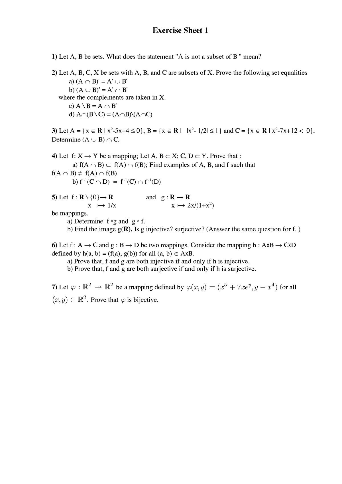 Sheet 1- Thầy Thiệu Huy - Exercise Sheet 1 Let A, B be sets. What does ...