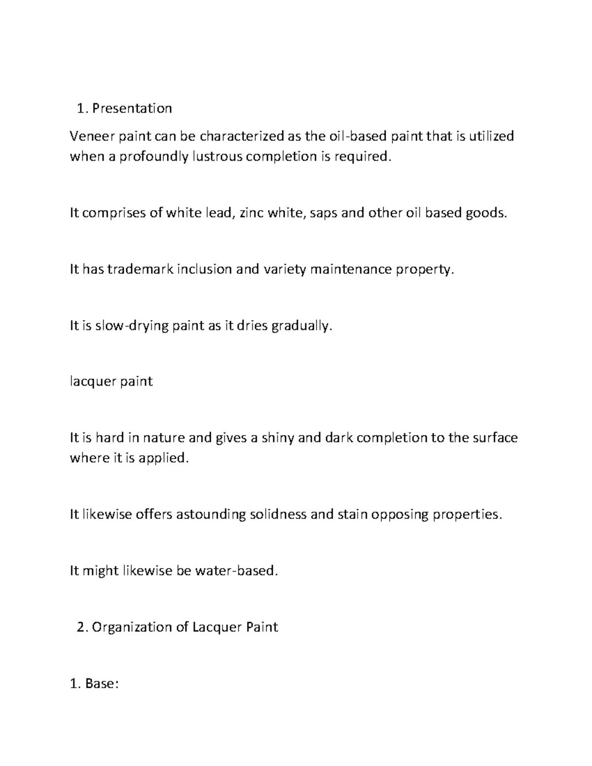 Document (158) Learn the lesson Presentation Veneer paint can be