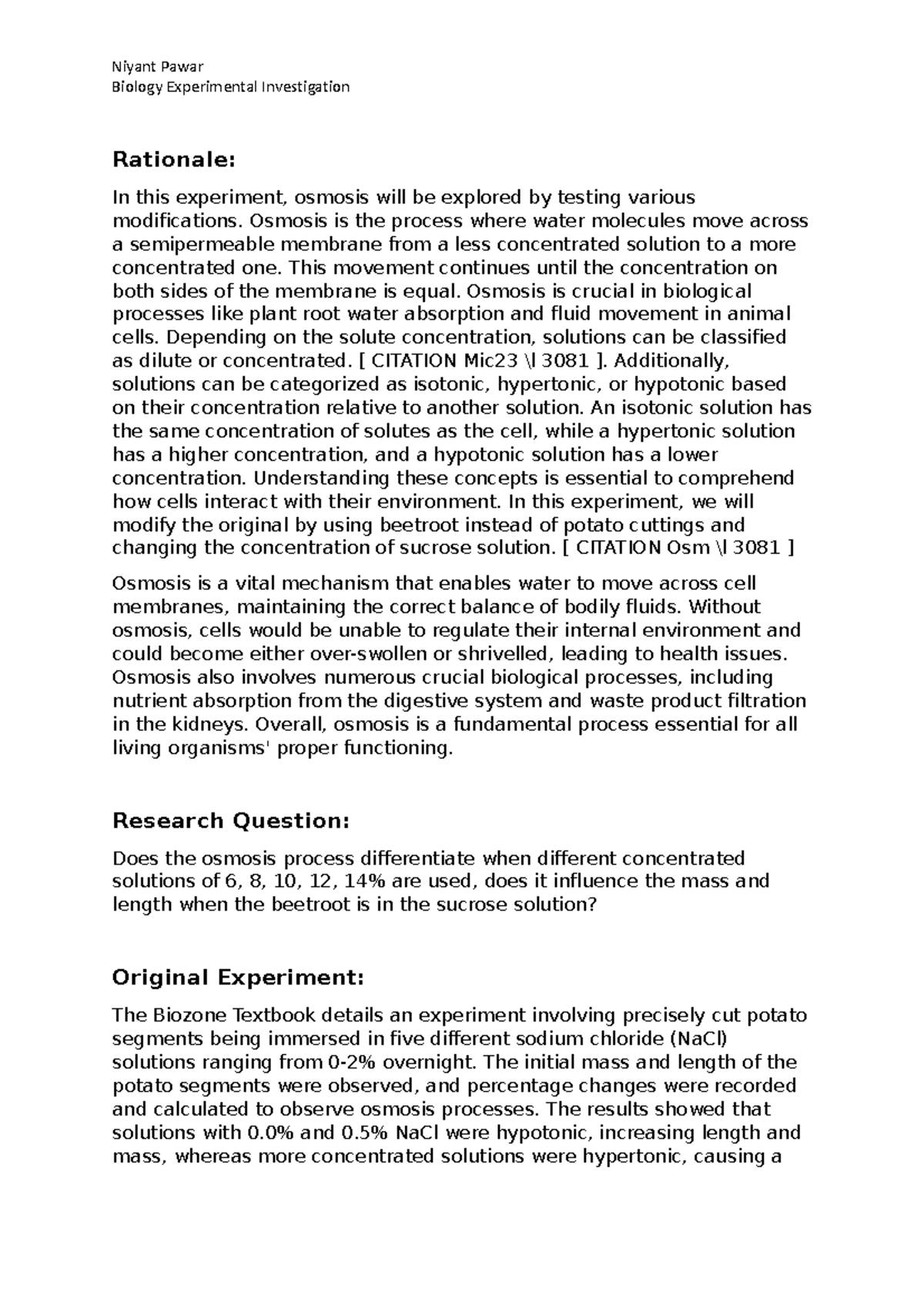 Biology Student Experiment - Biology Experimental Investigation ...