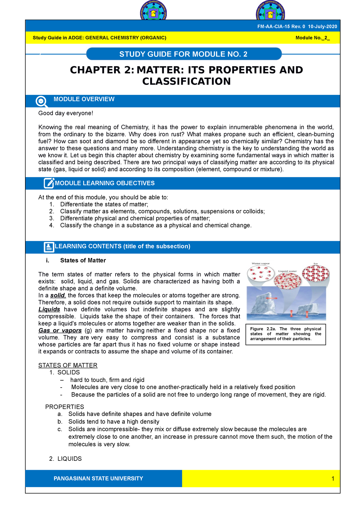 SG2 (A)- Classification AND Properties OF Matter - 2 CHAPTER 2: MATTER ...