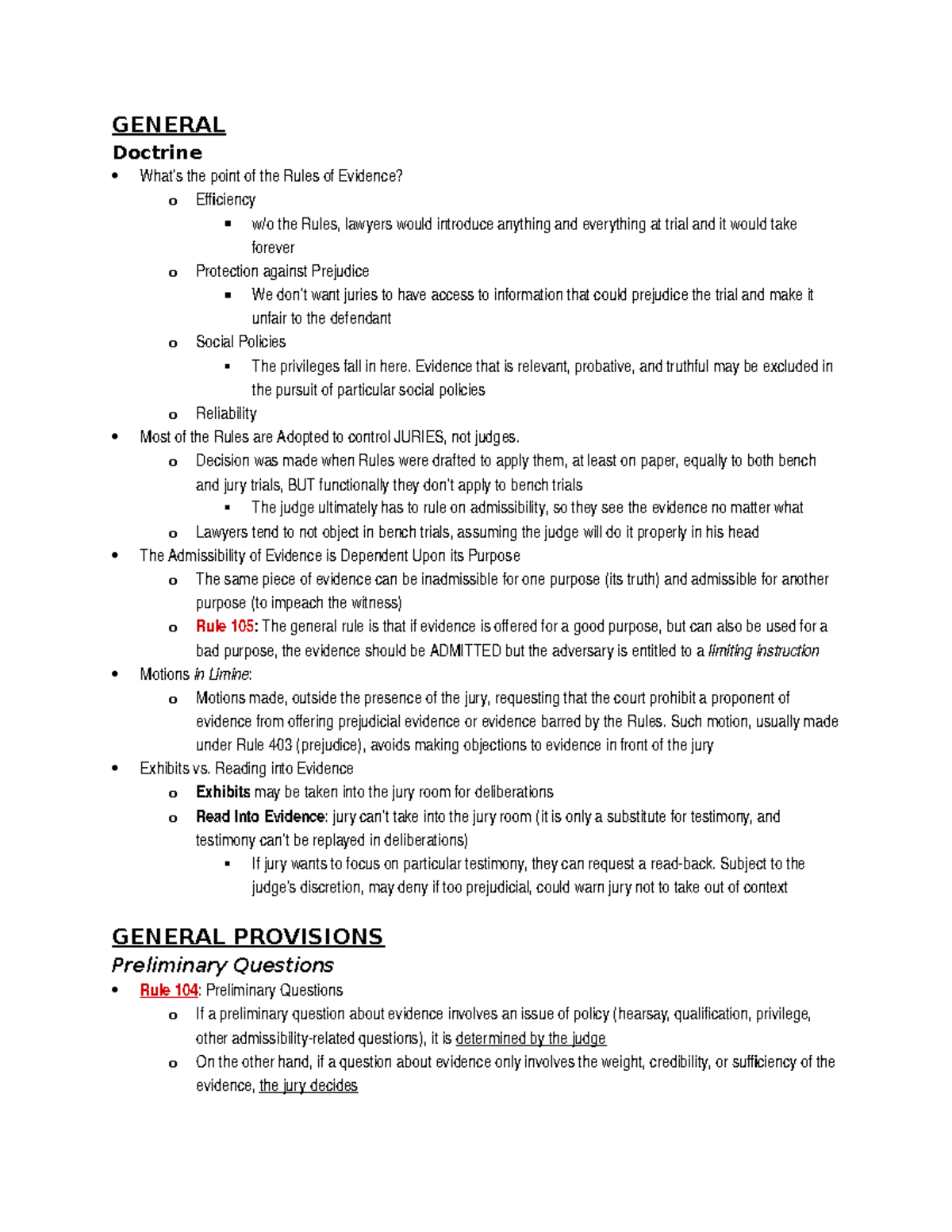 Overview Of Evidence Laws - General Doctrine What’s The Point Of The 