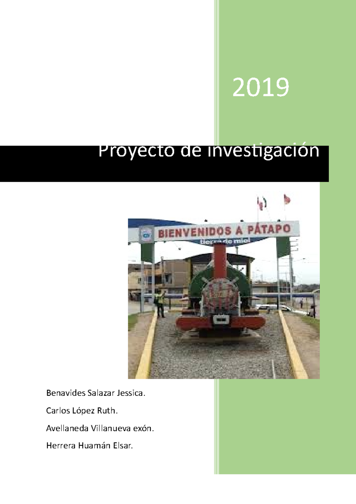 Cultura DEL Distrito DE Pátapo 2019 Benavides Salazar Jessica. Carlos