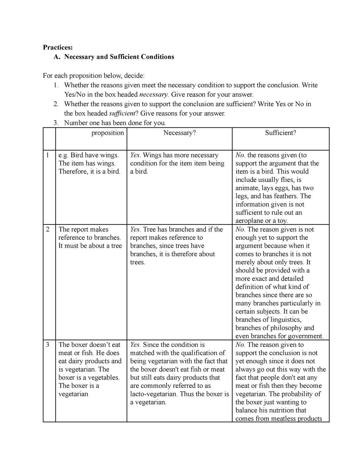 critical thinking class exercise