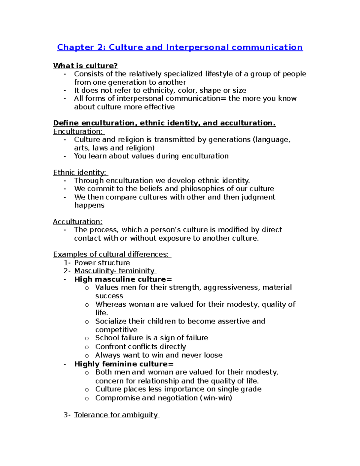 Chapter 2 - Chapter 2: Culture and Interpersonal communication What is ...