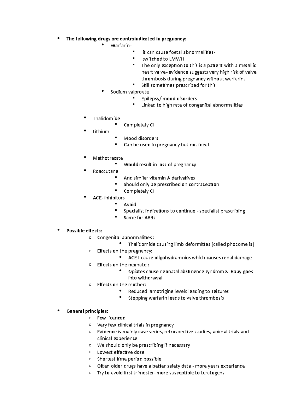 Drugs CI in pregnancy The following drugs are contraindicated in pregnancy Warfarin it can