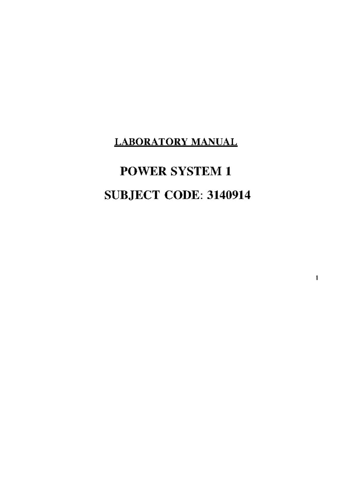 3140914- Power System 1-lab-manual - Power System Protection - GTU ...