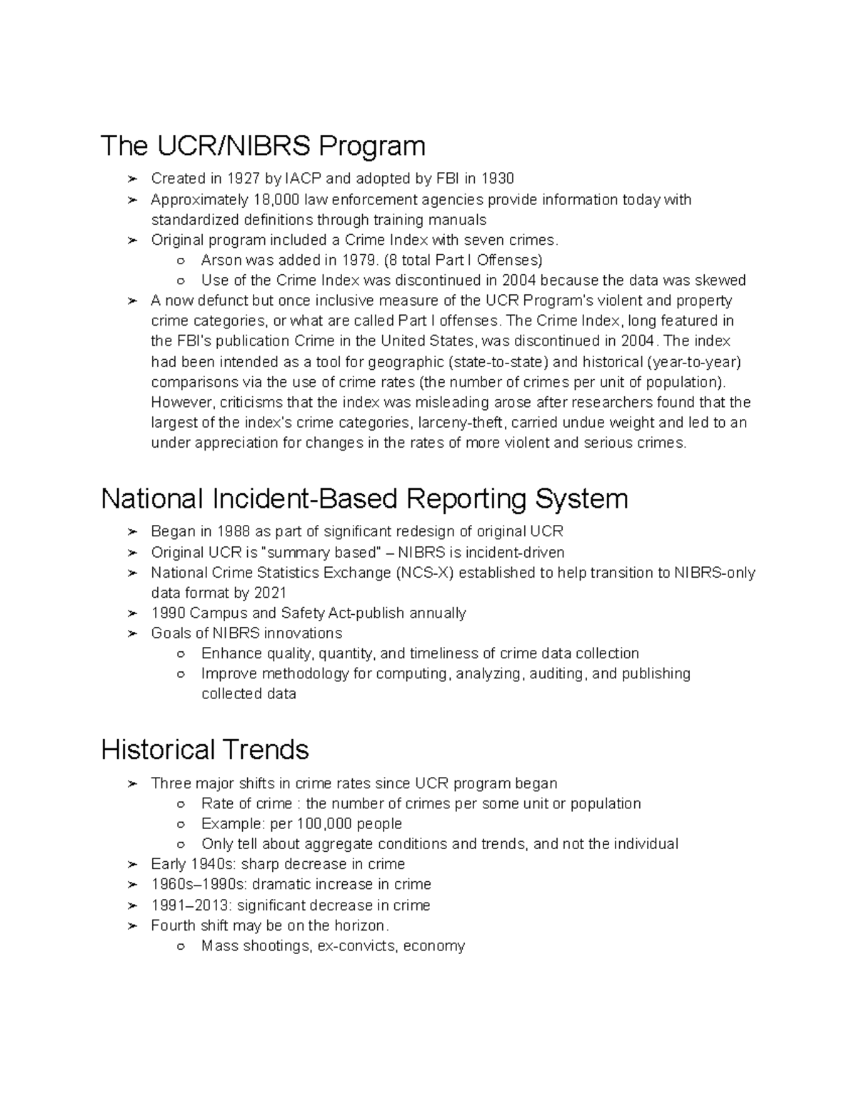 Chapter 2 the crime picture Pg 2 The UCR/NIBRS Program Created in