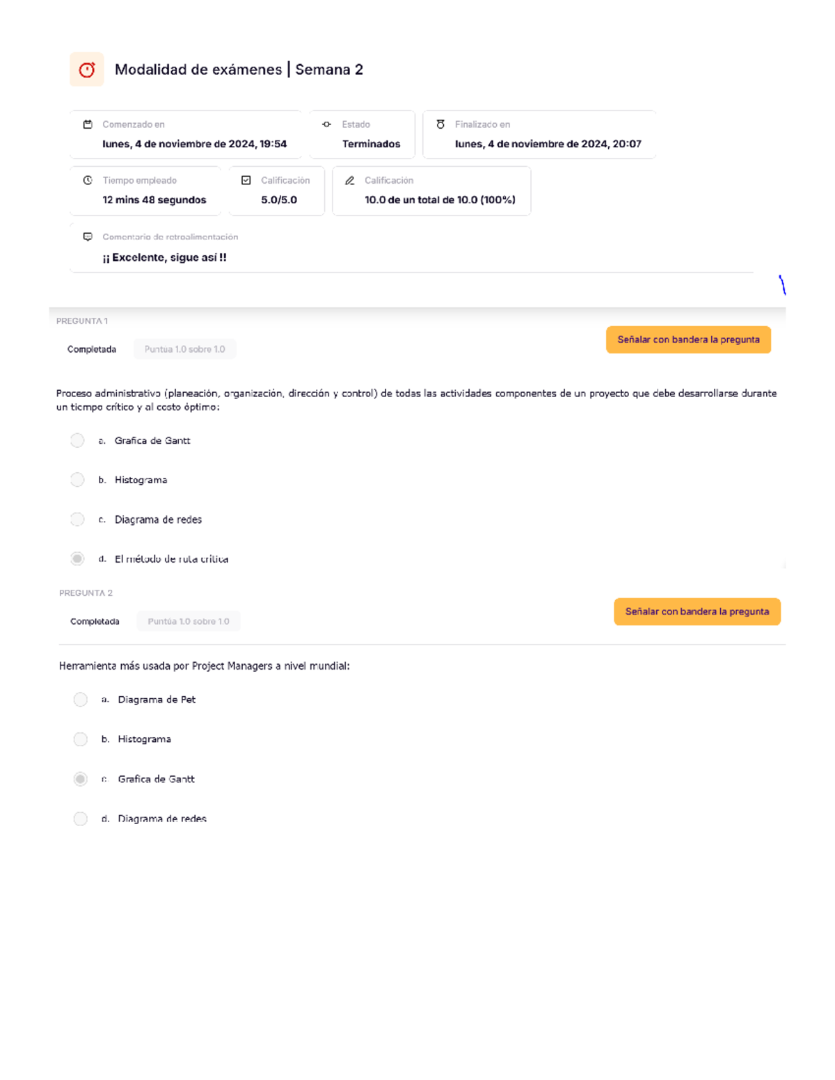 Desarrollo de proyectos sem 2 - Modalidad de exámenes I Semana 2 ...