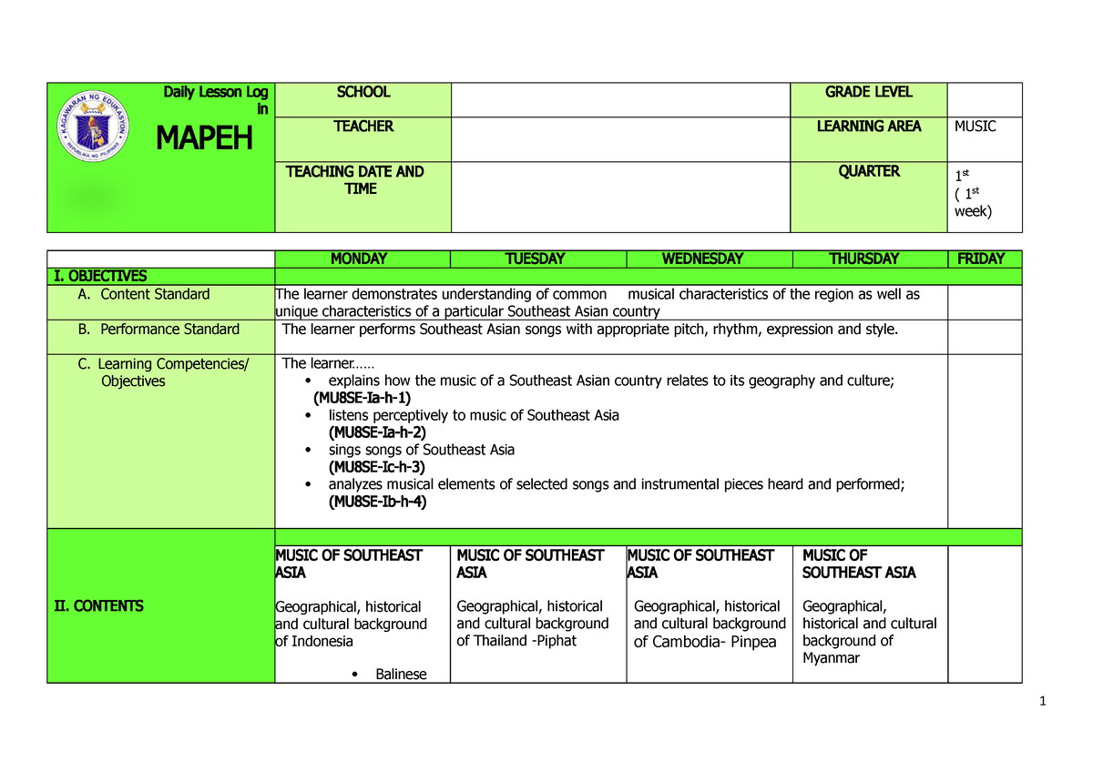 q1-grade-8-music-dll-week-1docx-daily-lesson-log-in-mapeh-school