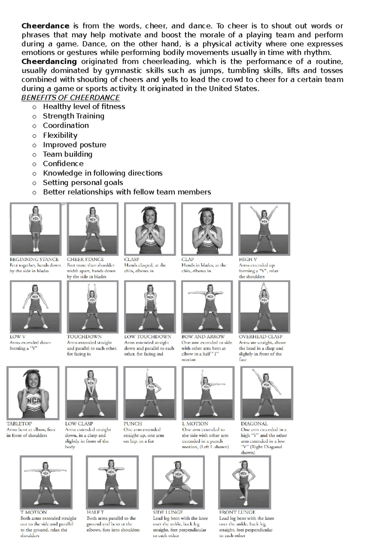 P.E. Module - Cheerdance is from the words, cheer, and dance. To cheer ...