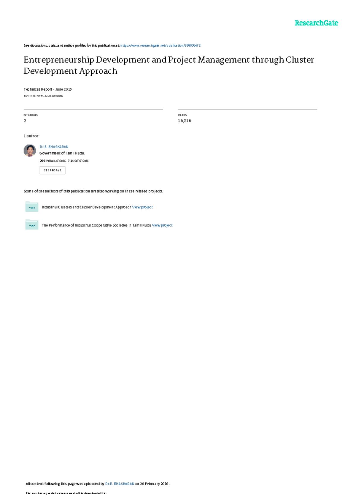 Entrepreneurship Developmentand Project Managementthrough Industrial ...