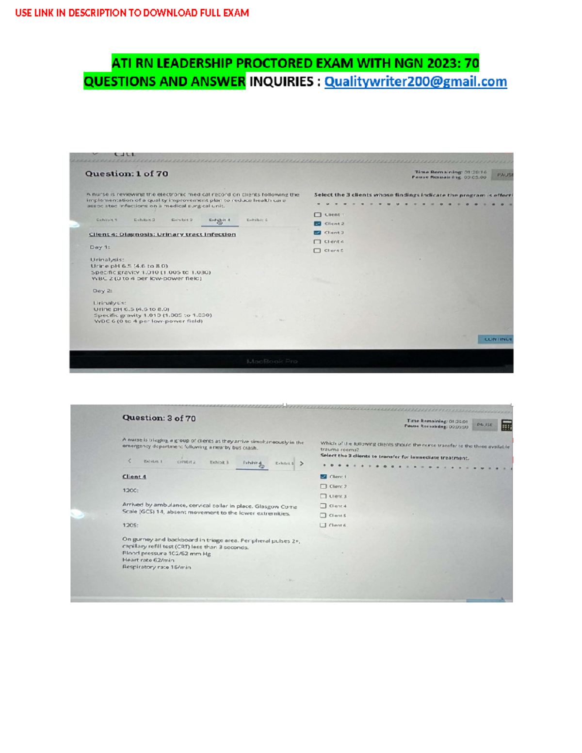 2023 RN Leadership Ati Proctored Exam With 70 NGN Questions And Answers ...