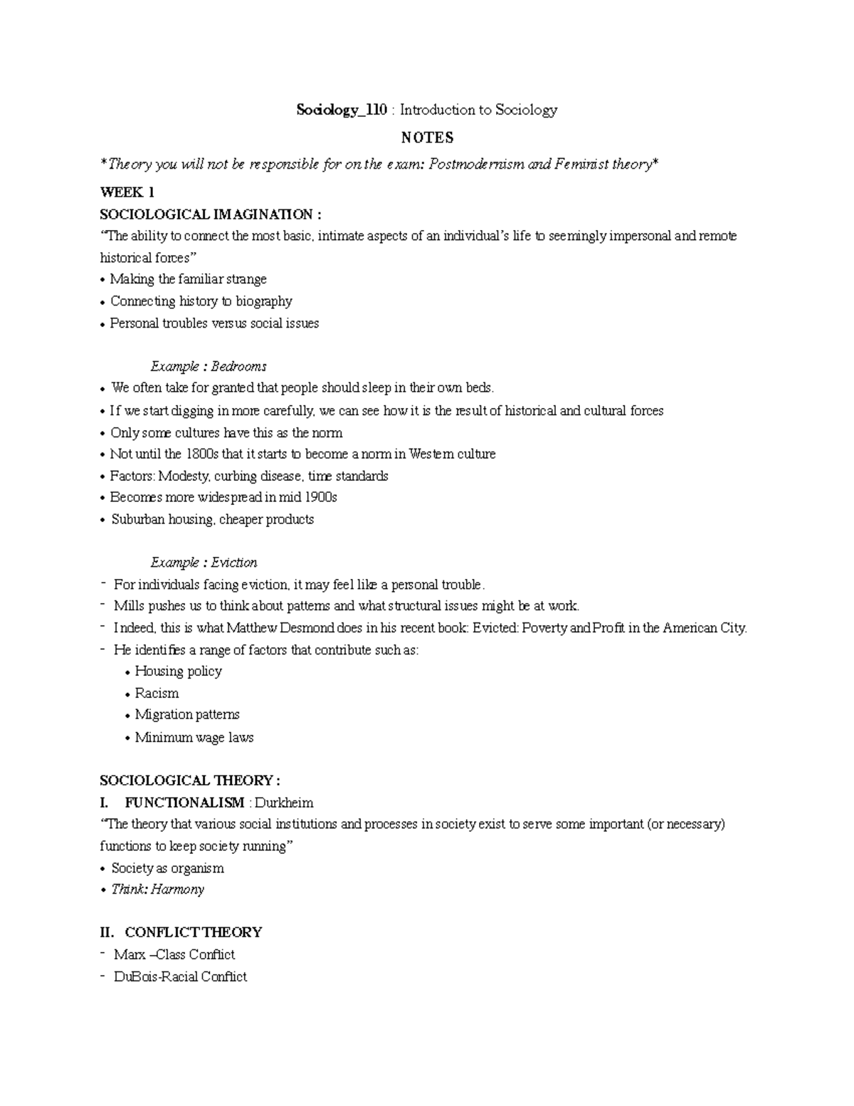 Sociology 110 Notes mid term - Sociology_110 : Introduction to ...