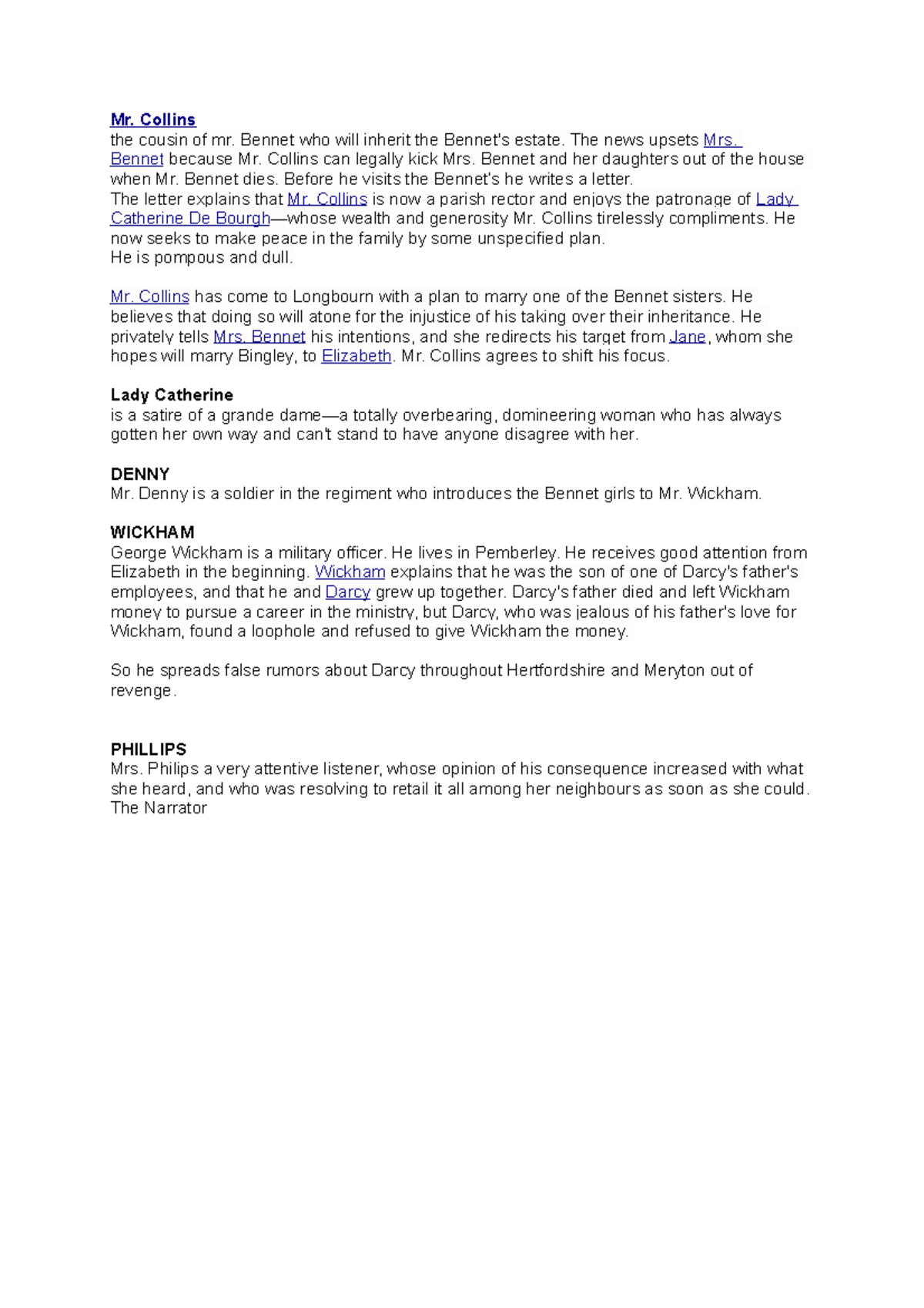 PP Pride and Prejudice aantekening voor presentatie Mr. Collins the