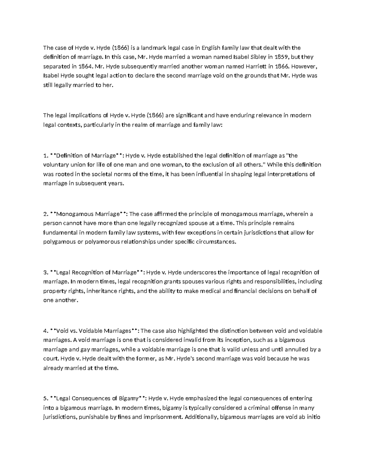 Hyde v hyde The case of Hyde v. Hyde (1866) is a landmark legal case in English family law