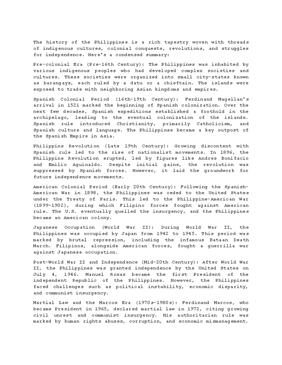 Philippine HIstory - The history of the Philippines is a rich tapestry ...