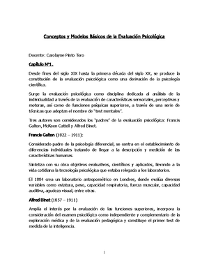 Conceptos y modelos basicos de la Evaluación Piscológica - Conceptos y  Modelos Básicos de la - Studocu