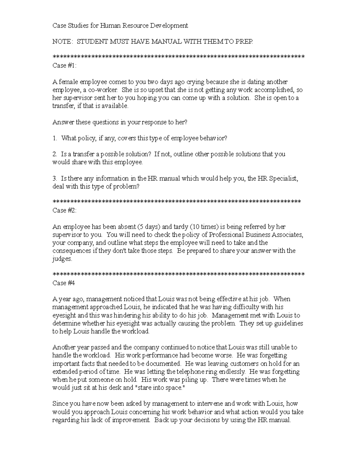 Case Studies for Human Resource Development Contest - Case Studies for ...