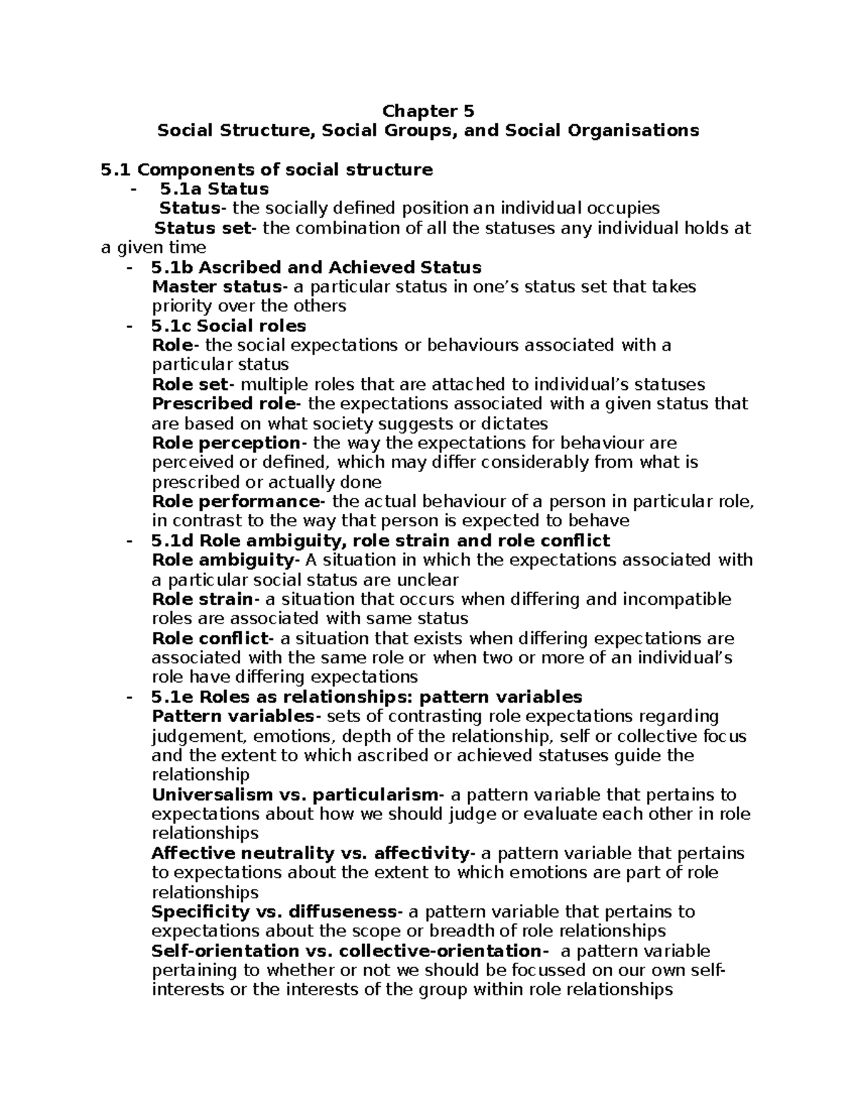 Chapter 5 (Social structures, social groups, and social organizations ...
