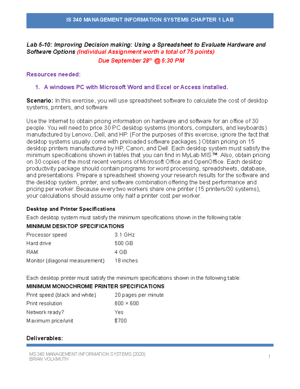 Chapter 5 Lab lab assignment Lab 510 Improving Decision making