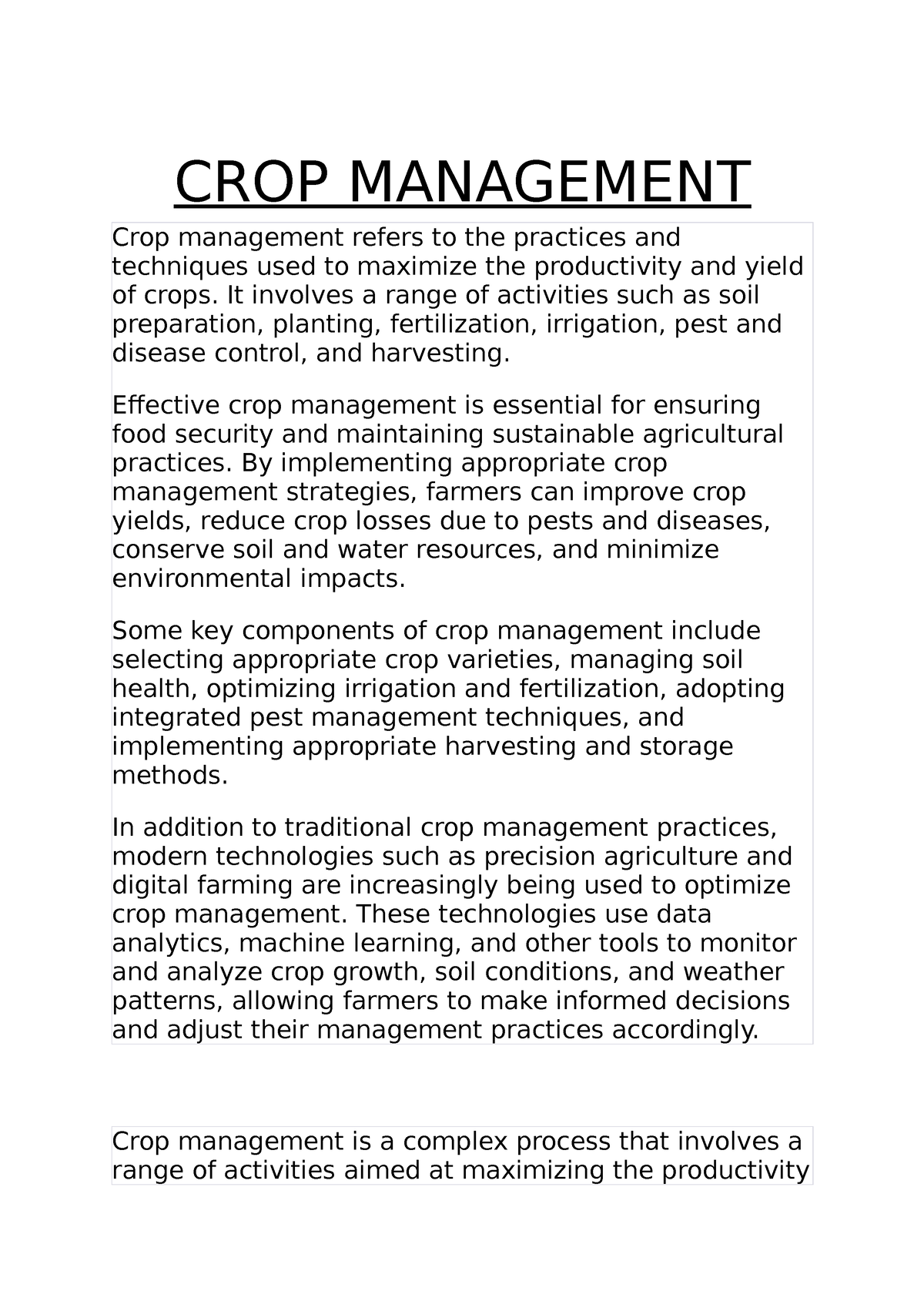 essay write 5 examples on how to become responsible for cropping work