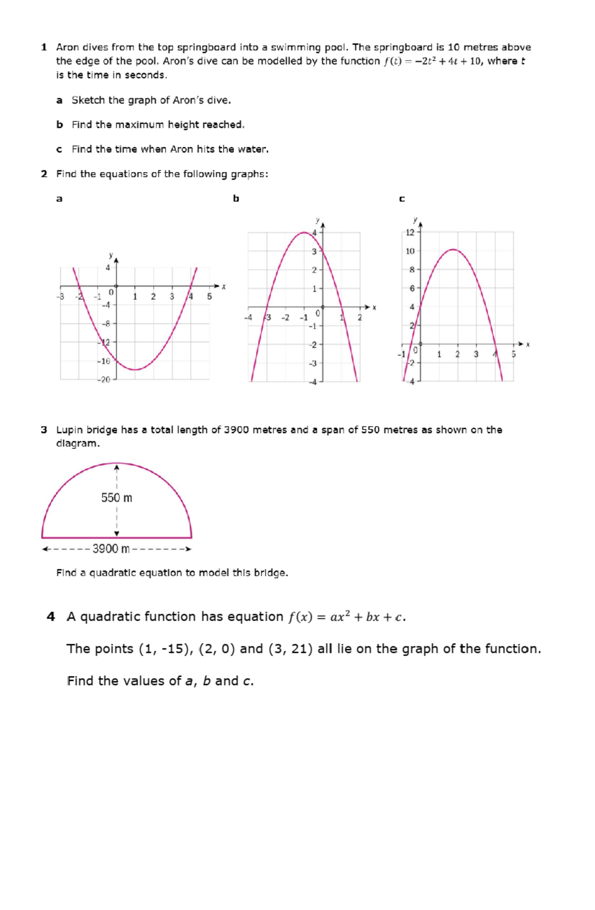 Quadratics Function - Practice Exam - Matematika - Studocu