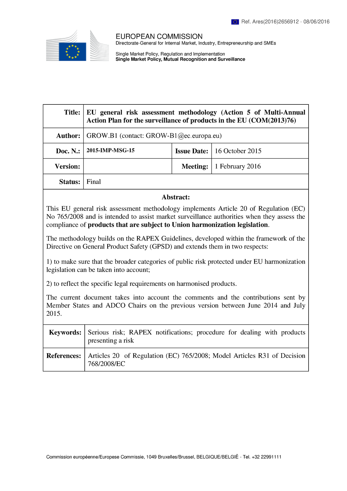 eu general risk assessment methodology