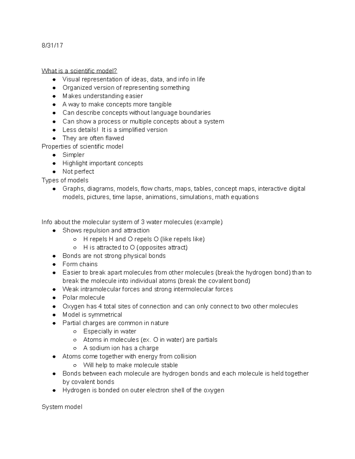 Semester 1 notes - Summary Introductory Biology I - 8/31/ What is a ...
