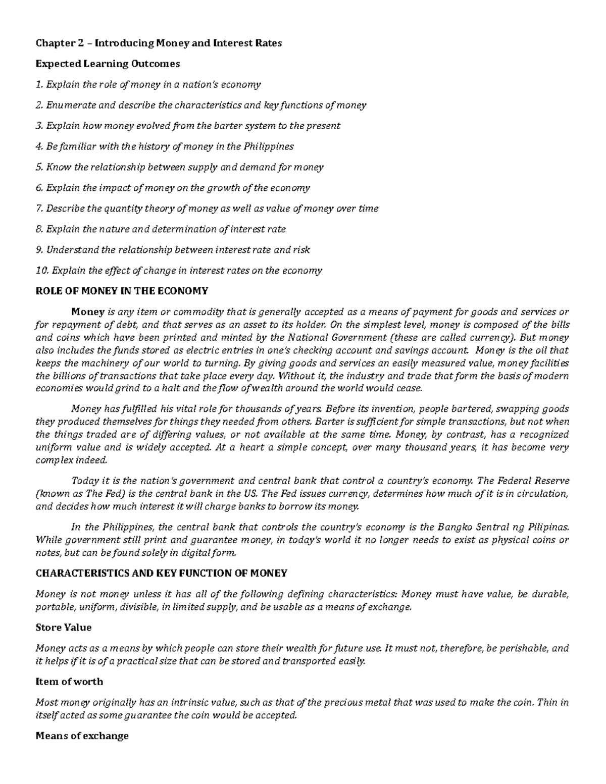 Bafin Chapter 2 Financial Management - Chapter 2 – Introducing Money ...