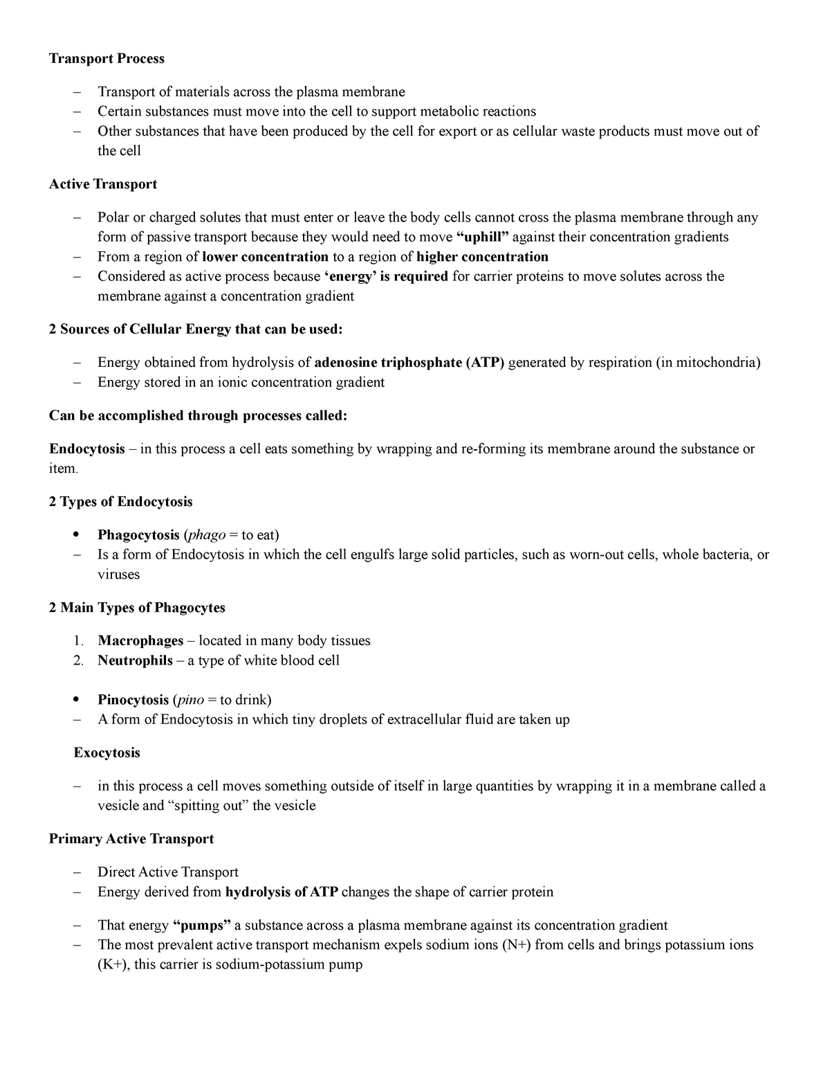 Co Transport Process