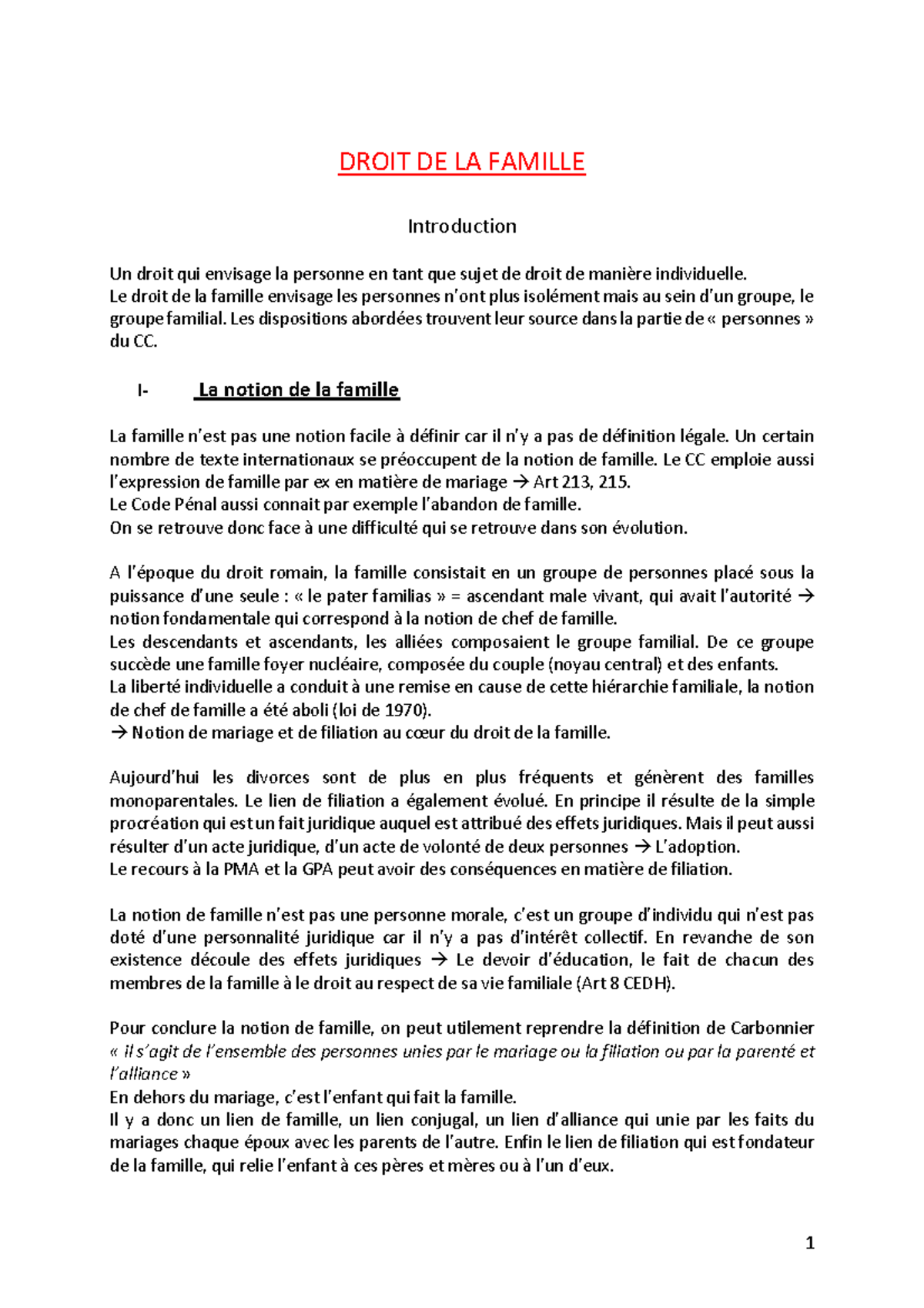 phrase d'accroche dissertation droit de la famille