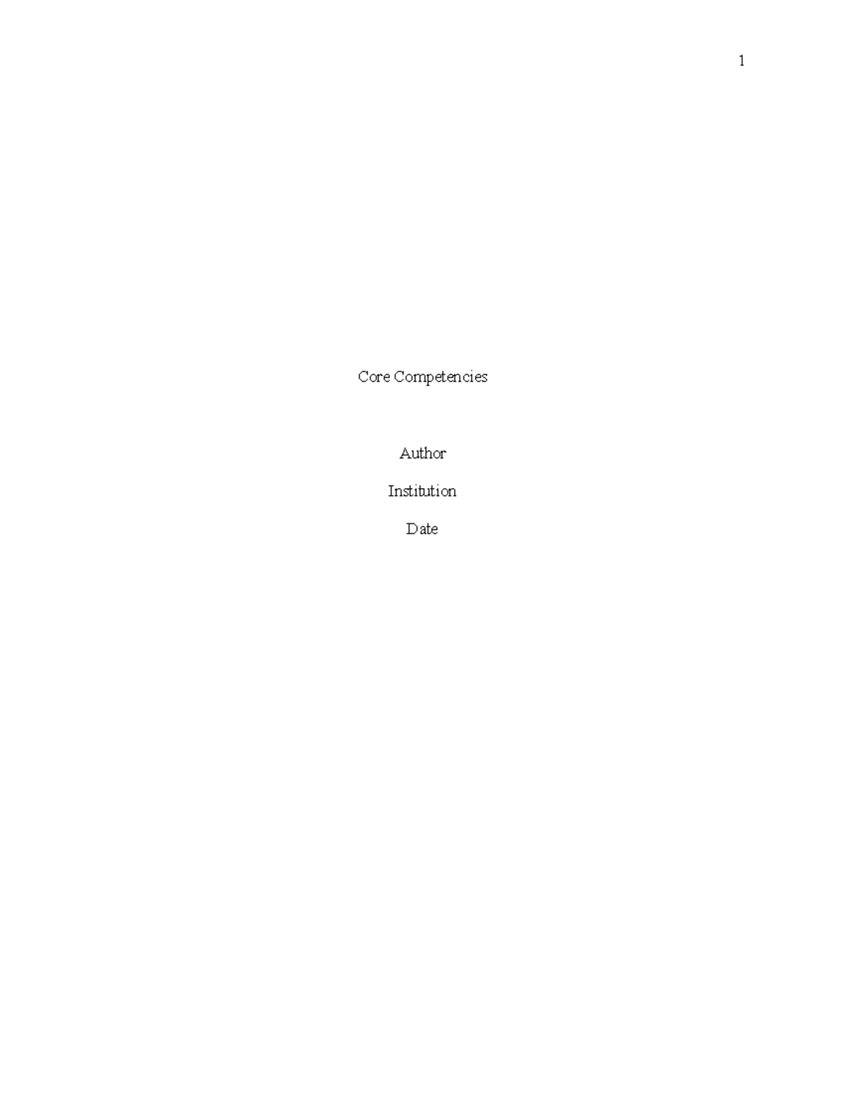 Core Competencies - assignment - Core Competencies Author Institution ...