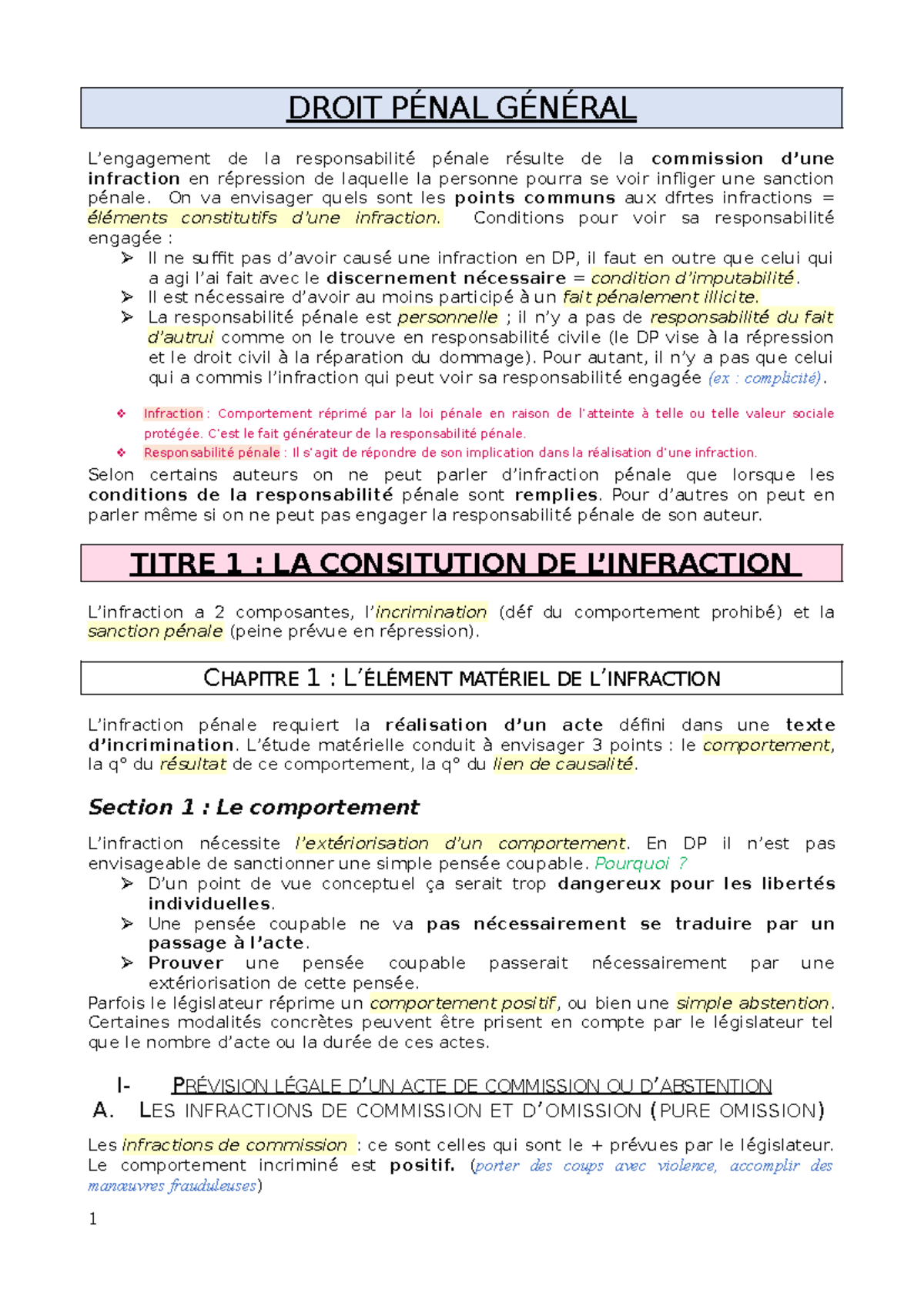 Fiches R Vision Droit P Nal G N Ral Droit P Nal G N Ral Lengagement De La Responsabilit