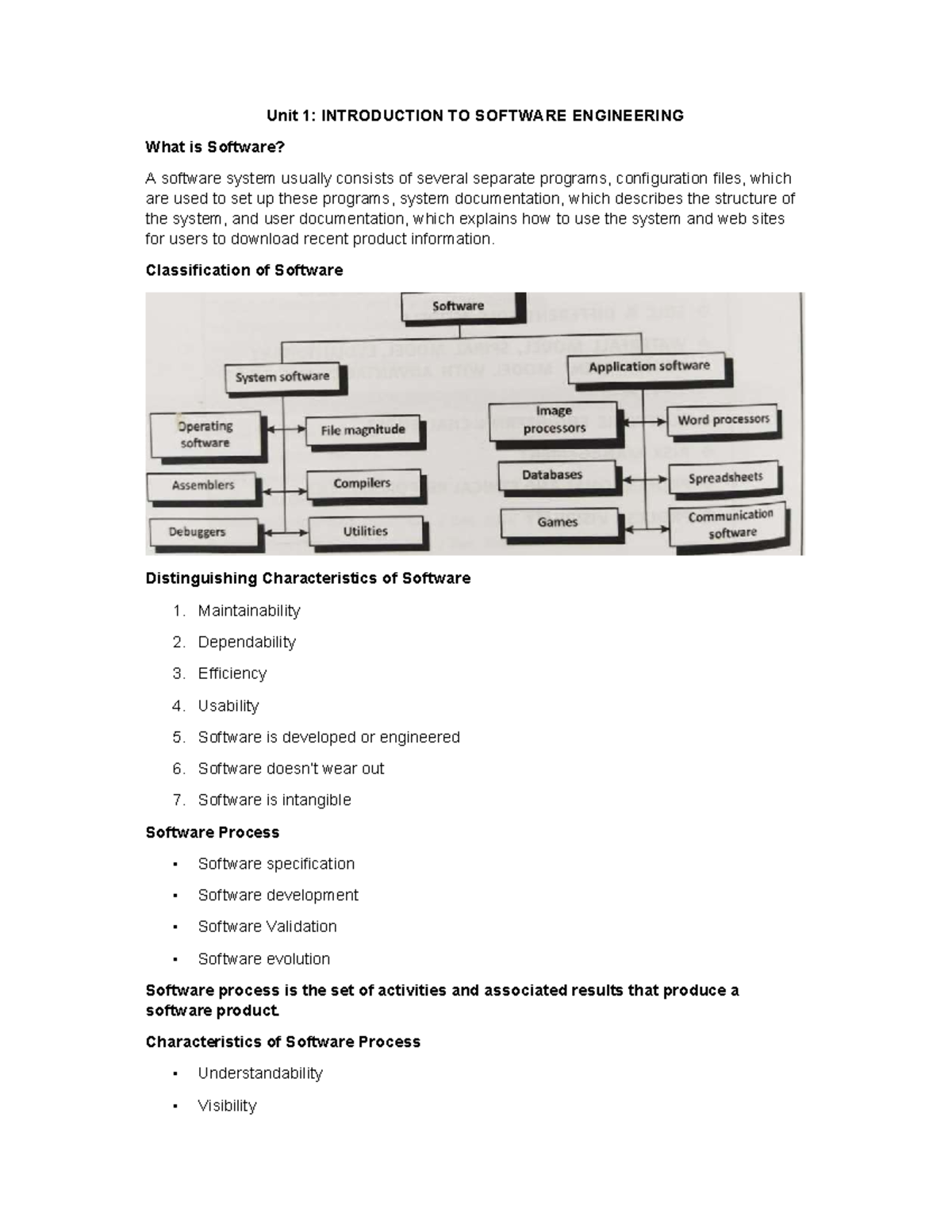 SE Unit 1 Notes - Unit 1: INTRODUCTION TO SOFTWARE ENGINEERING What Is ...