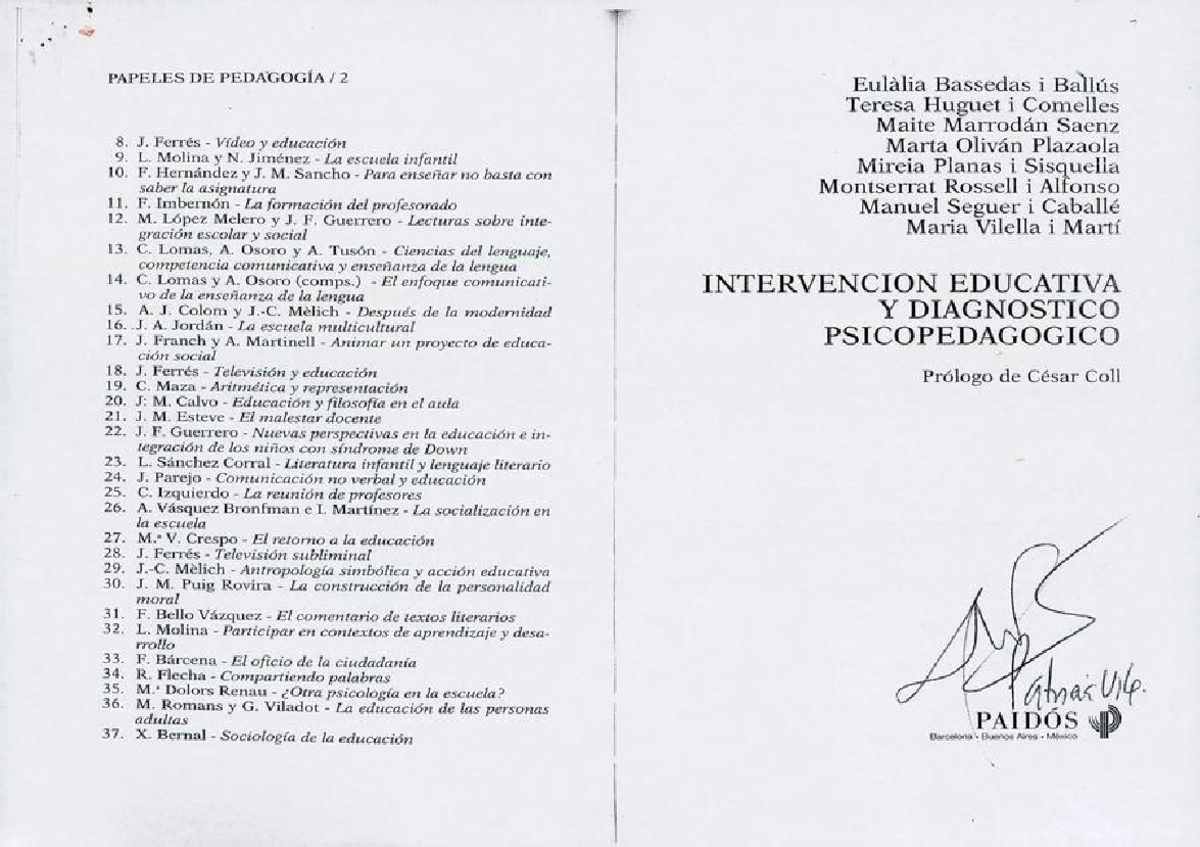 M1 Bassedas & Otros Intervención educativa y diagnostico