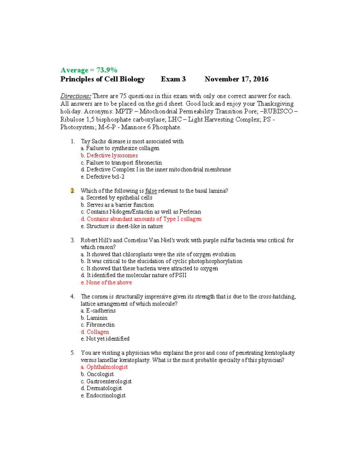 Exam 3 2016 wugsiuduhqkjdhke dihwliehihewi hyiwhlde - Average = 73% ...
