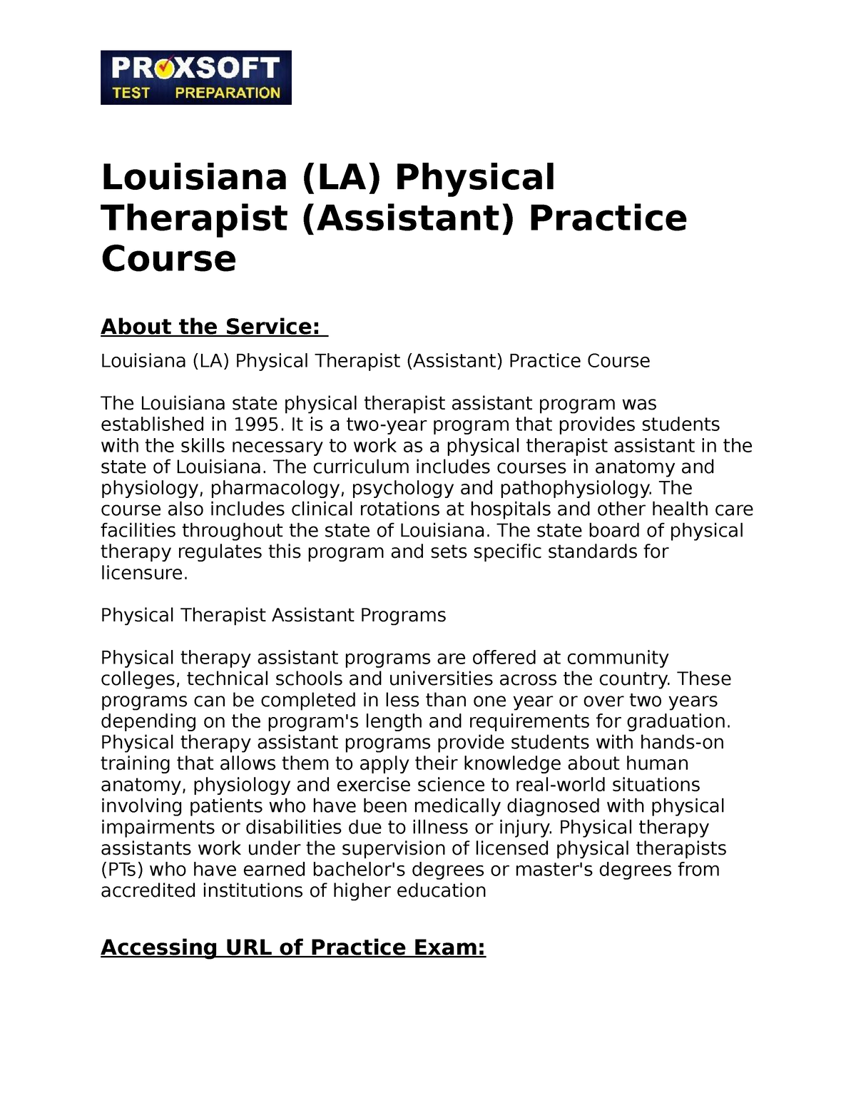 Louisiana LA Physical Therapist Assistant Practice Course It Is A   Thumb 1200 1553 